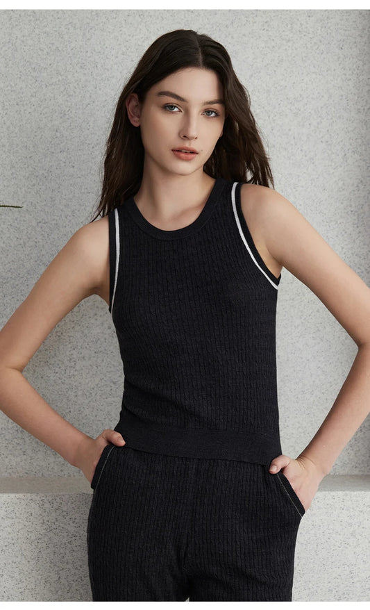 The Giselle • Sleeveless Knitted Rib Top