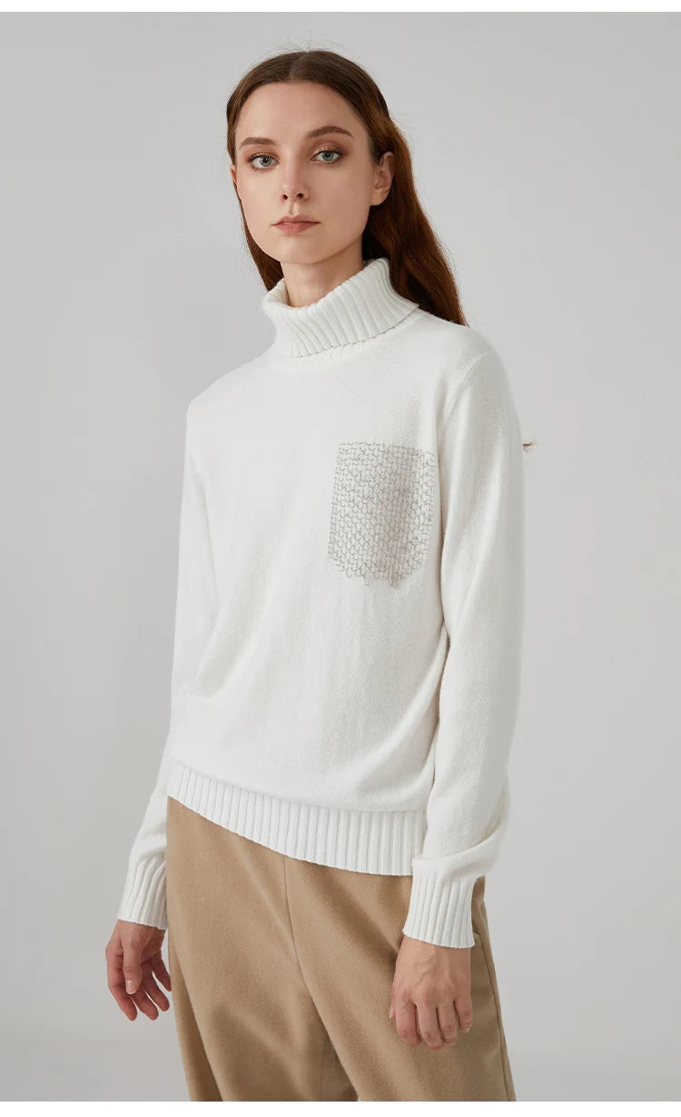 The Avery • Embroidered Turtleneck Sweater