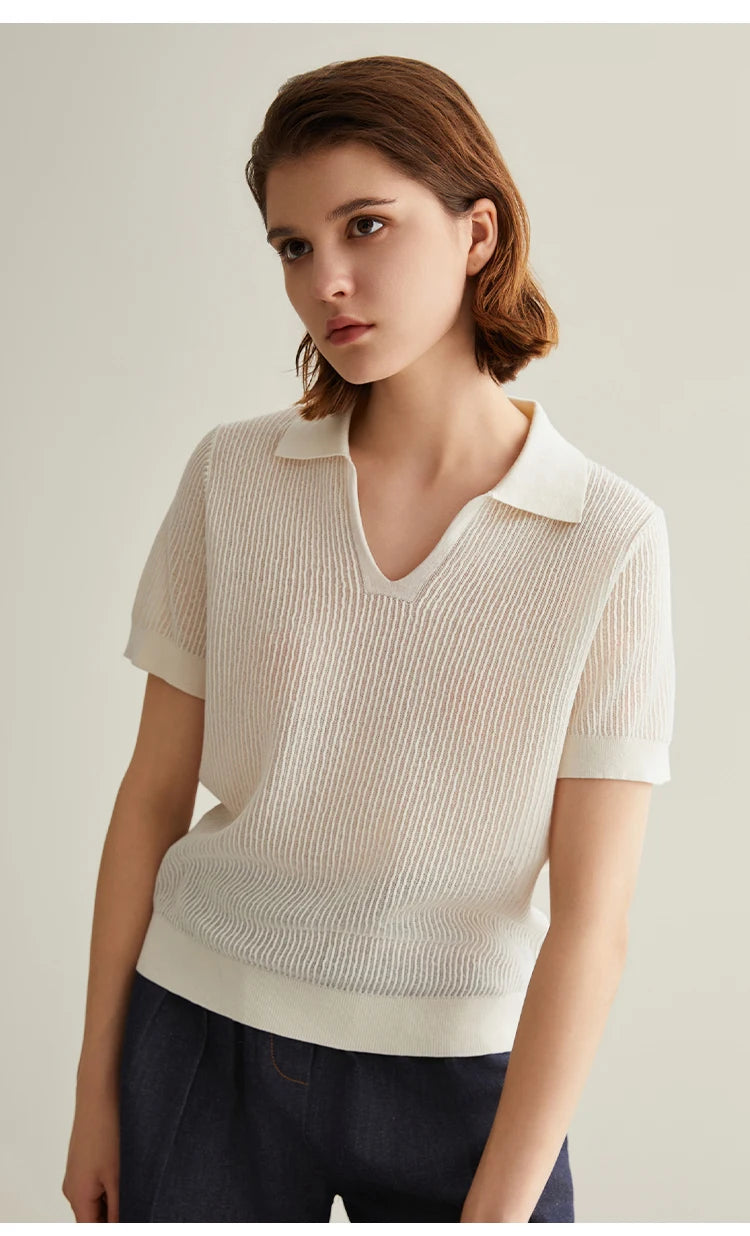 The Delilah • Short Sleeve Knitted Rib Polo Shirt