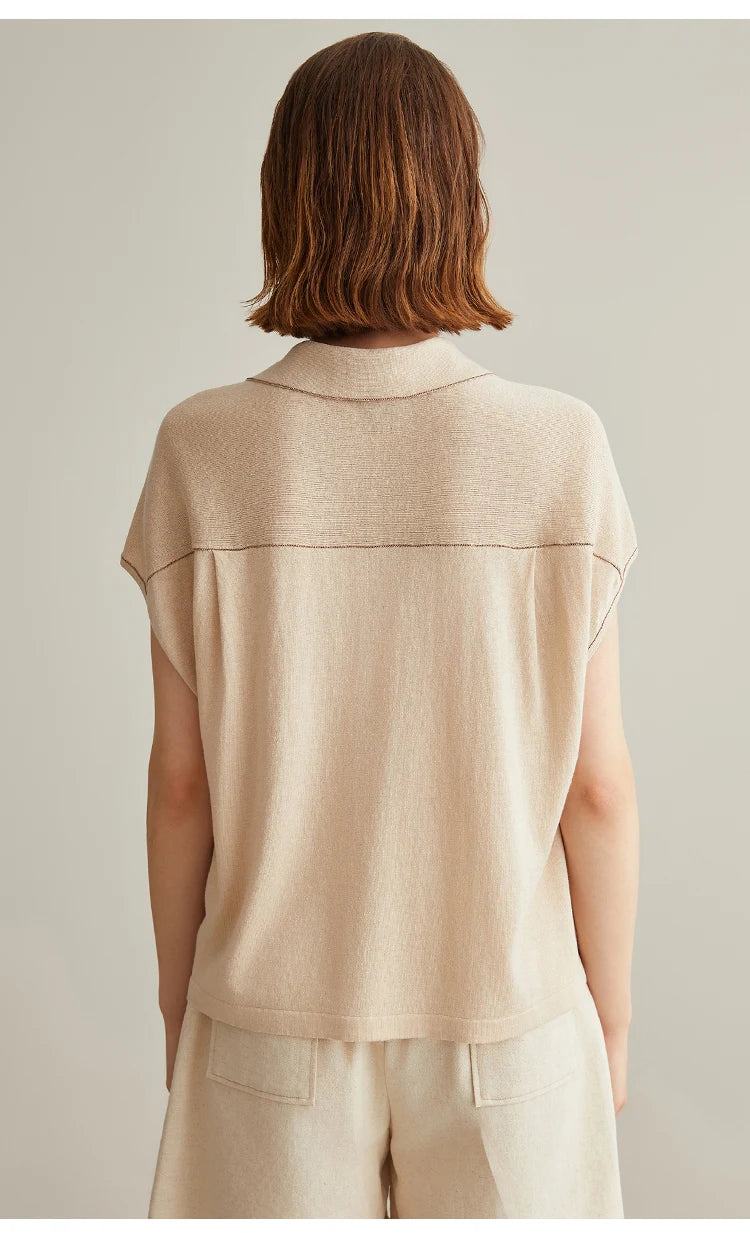 The Dakota • Button-Up Short Sleeve Knitted Top