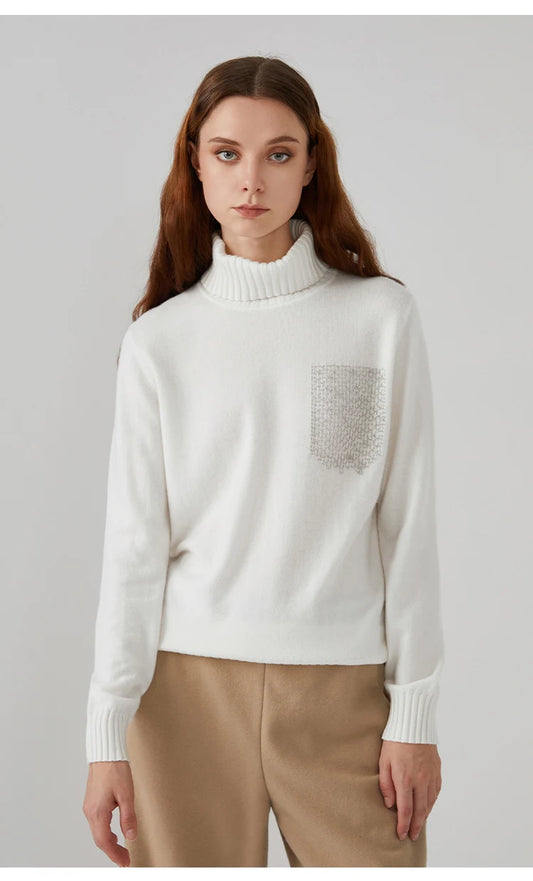 The Avery • Embroidered Turtleneck Sweater