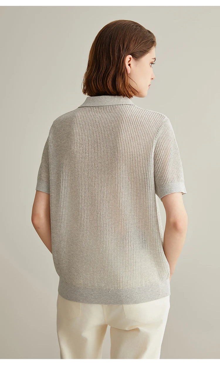 The Delilah • Short Sleeve Knitted Rib Polo Shirt