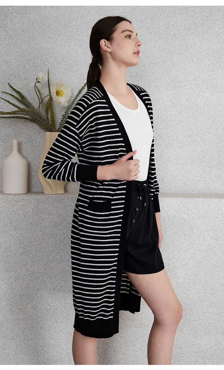 The Byron Bay • Striped Knitted Long Cardigan