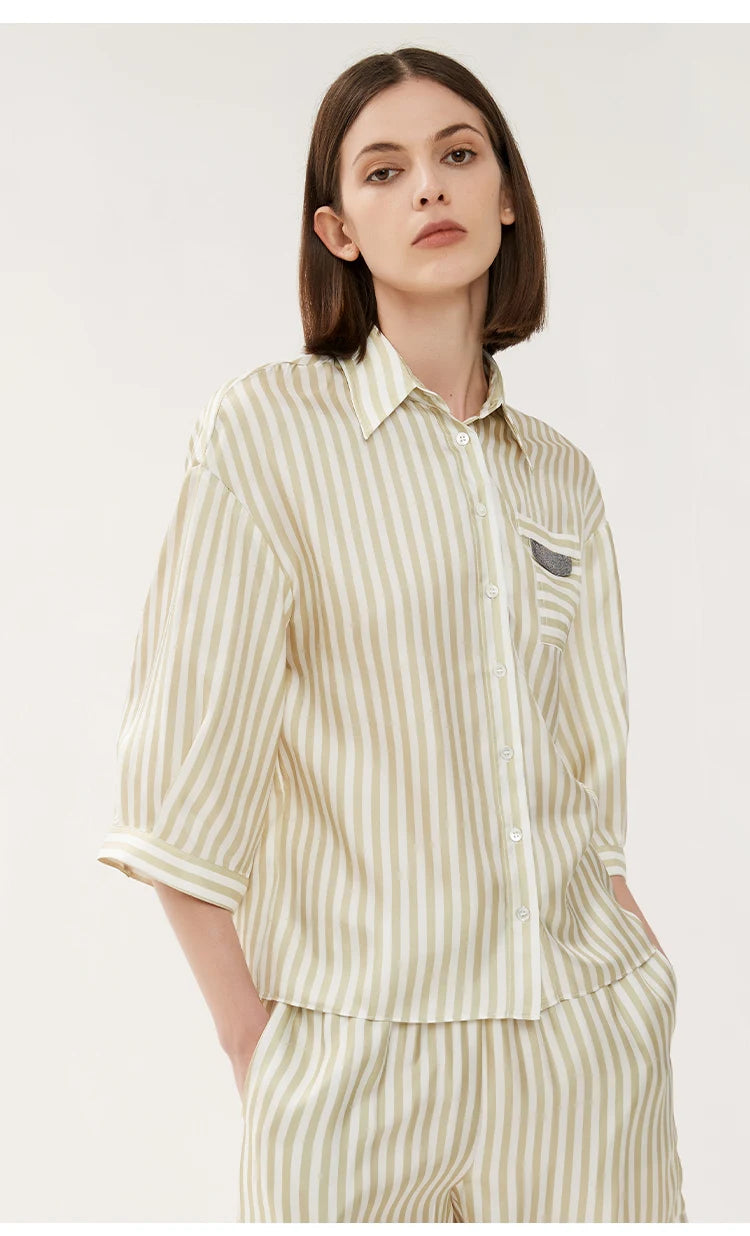 The Lillian • Striped 3/4 Sleeve Shirt