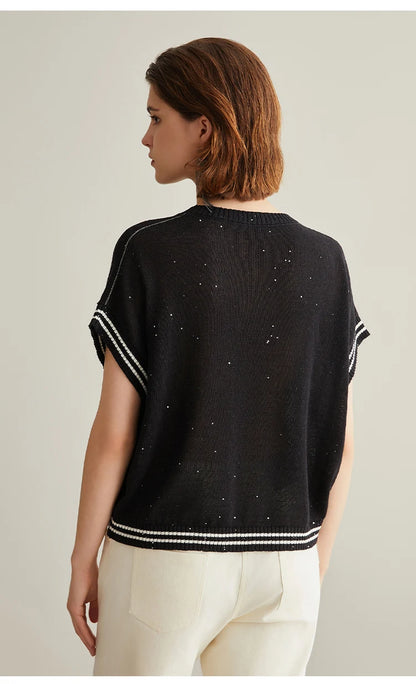 The Phuket • Sequin Short Sleeve Knitted Top