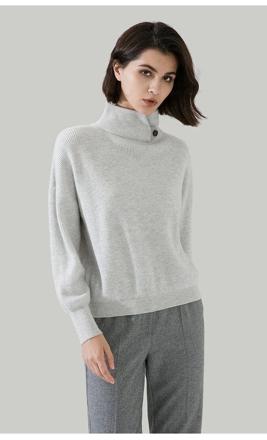 The Sophia • Turtleneck Knitted Rib Sweater