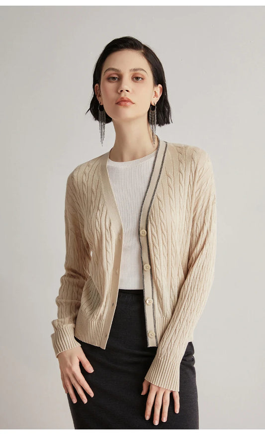 The Vanessa • Button-Up Knitted Rib Cardigan