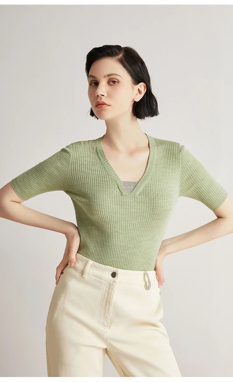 The Laila • Short Sleeve Knitted Rib Top