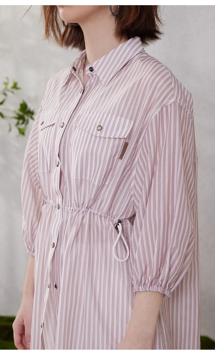 The Stella • Striped Button-Up Long Shirt
