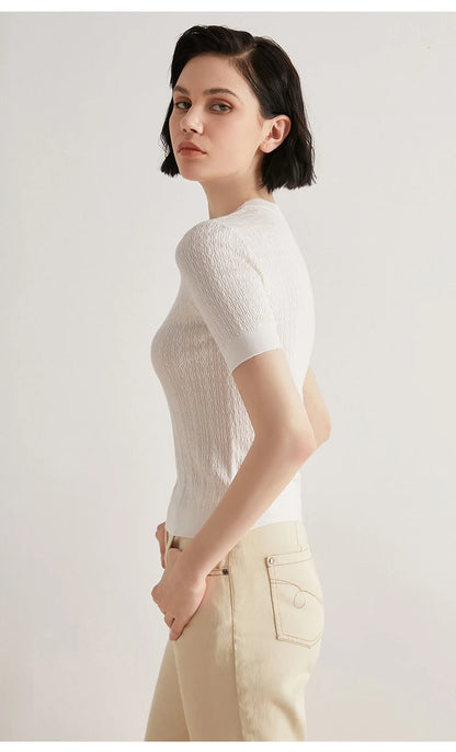 The Elise • Short Sleeve Knitted Rib Top