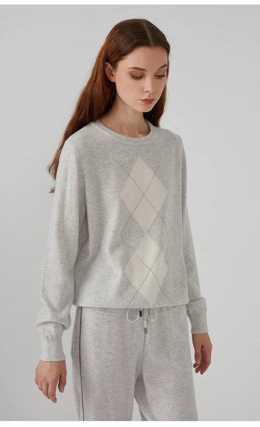 The Evelyn • Argyle Knitted Pullover