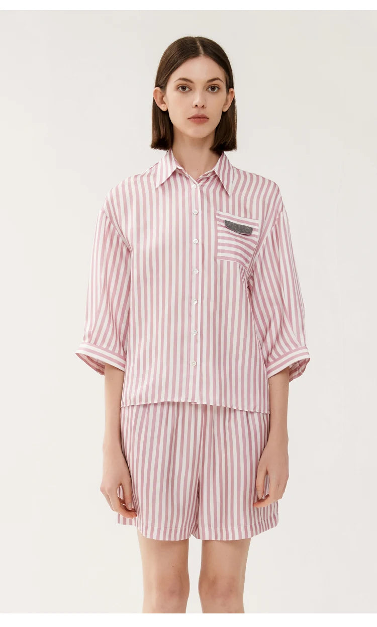 The Lillian • Striped 3/4 Sleeve Shirt