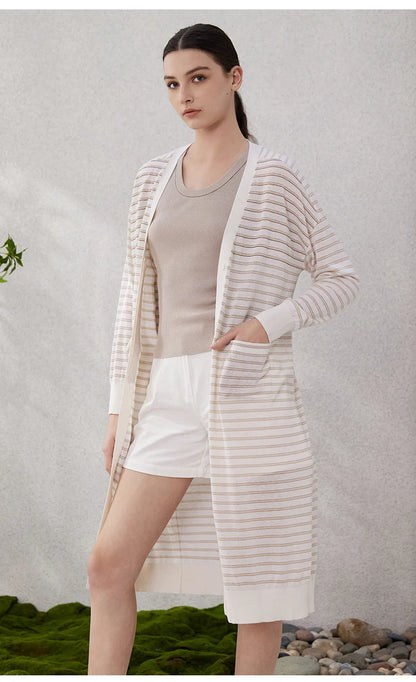 The Byron Bay • Striped Knitted Long Cardigan
