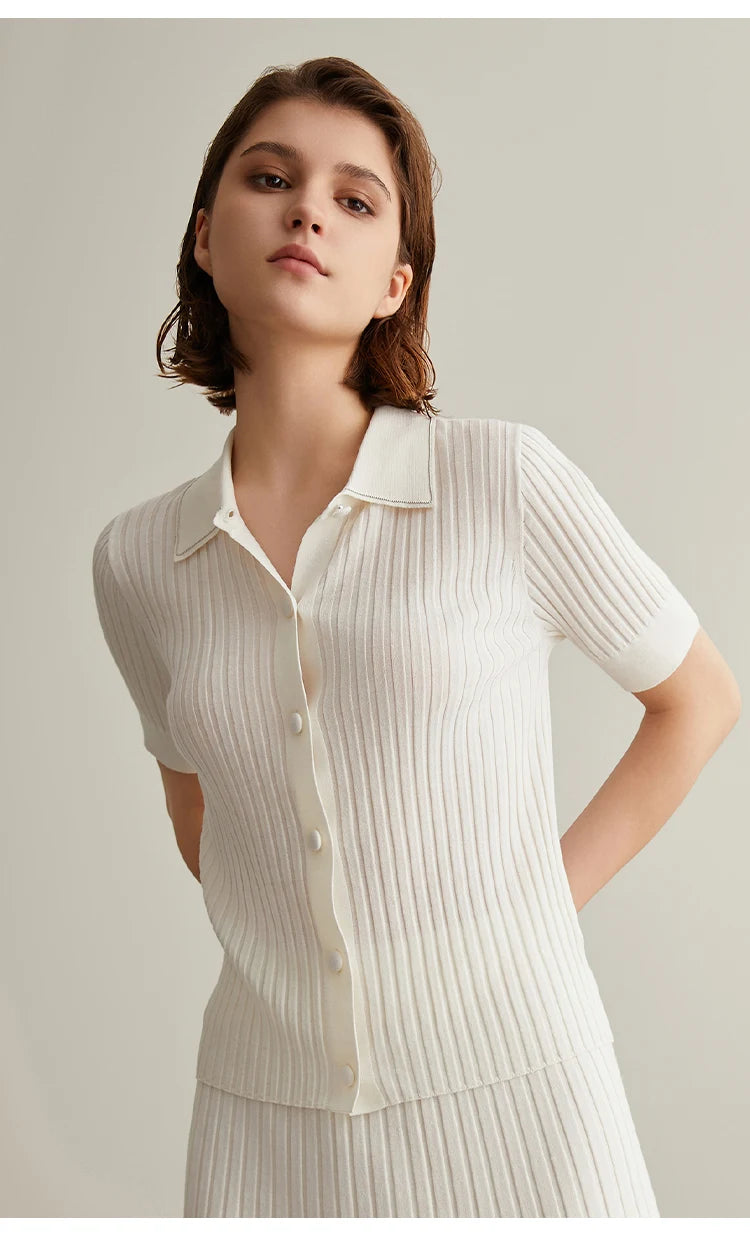 The Alisson • Button-Up Short Sleeve Rib Top