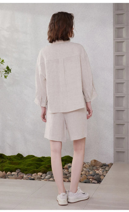 The Amalfi • Embroidered Shirt & Shorts Set