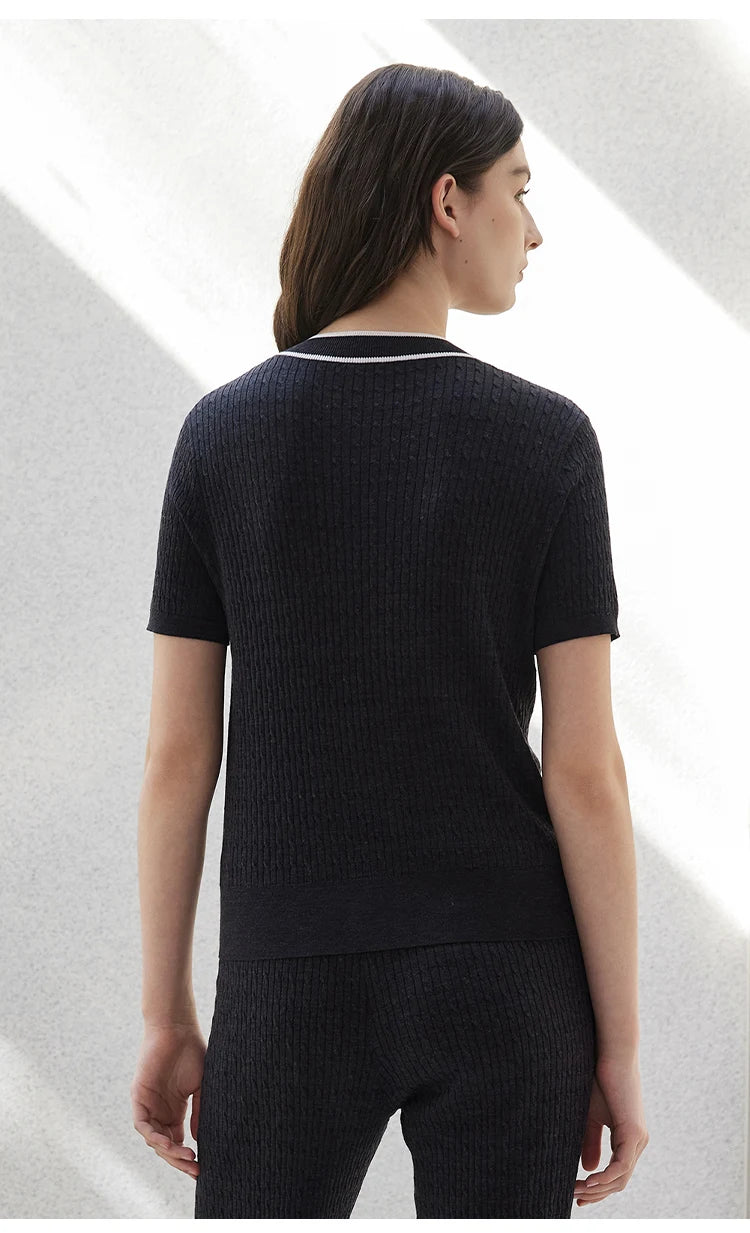 The Jenna • Short Sleeve Knitted Rib Top