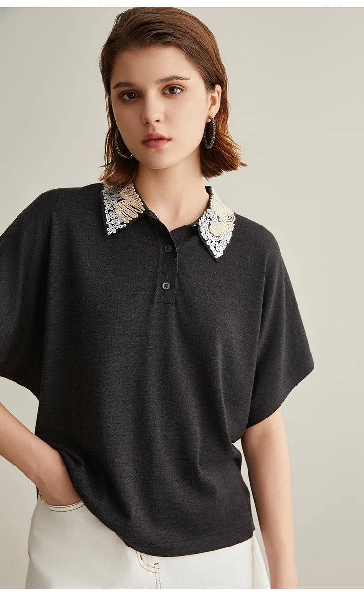 The Cecilia • Embroidered Short Sleeve Polo Shirt