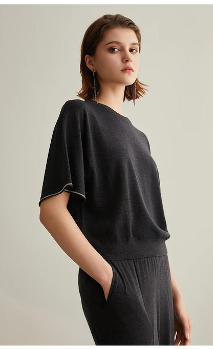 The Alexis • Short Sleeve Knitted Top