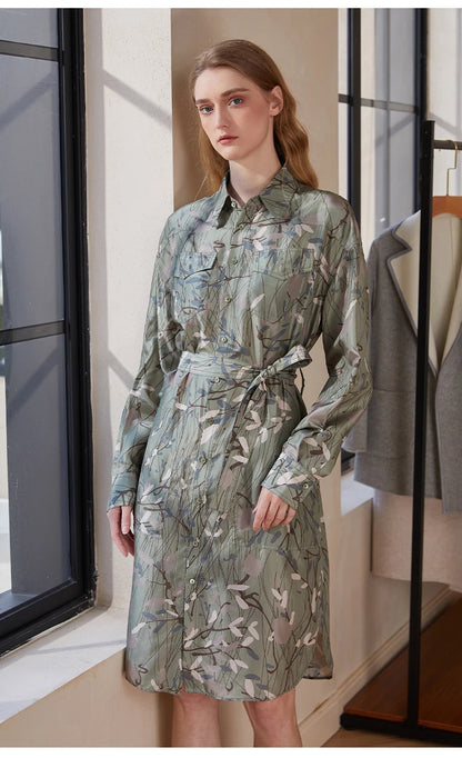 The Greta • Floral Midi Shirt Dress
